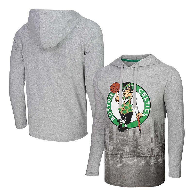 Mens Stadium Essentials Heather Gray Boston Celtics Atrium Raglan Long Sleeve Hoodie T-Shirt Product Image