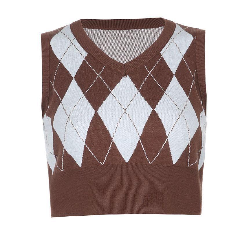 Argyle Print Knit Vest Product Image