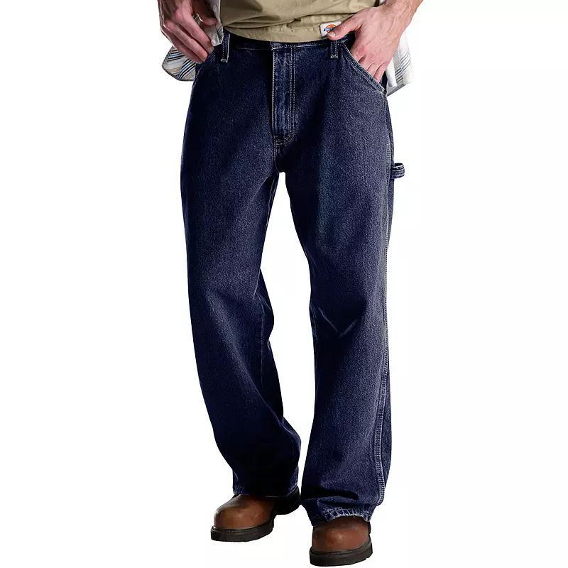 Mens Dickies Relaxed Fit Denim Carpenter Jeans Rinsed Blue Blue Product Image