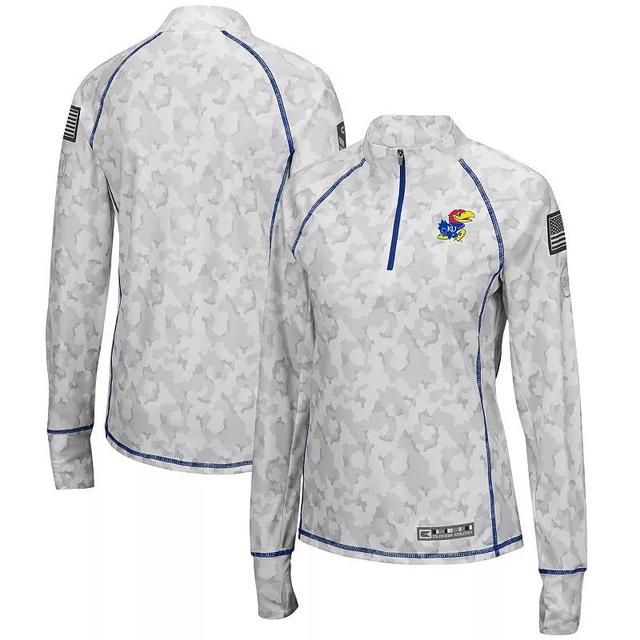 Womens Colosseum Camo Kansas Jayhawks OHT Military Appreciation Officer Arctic Lightweight Quarter-Zip Top Product Image