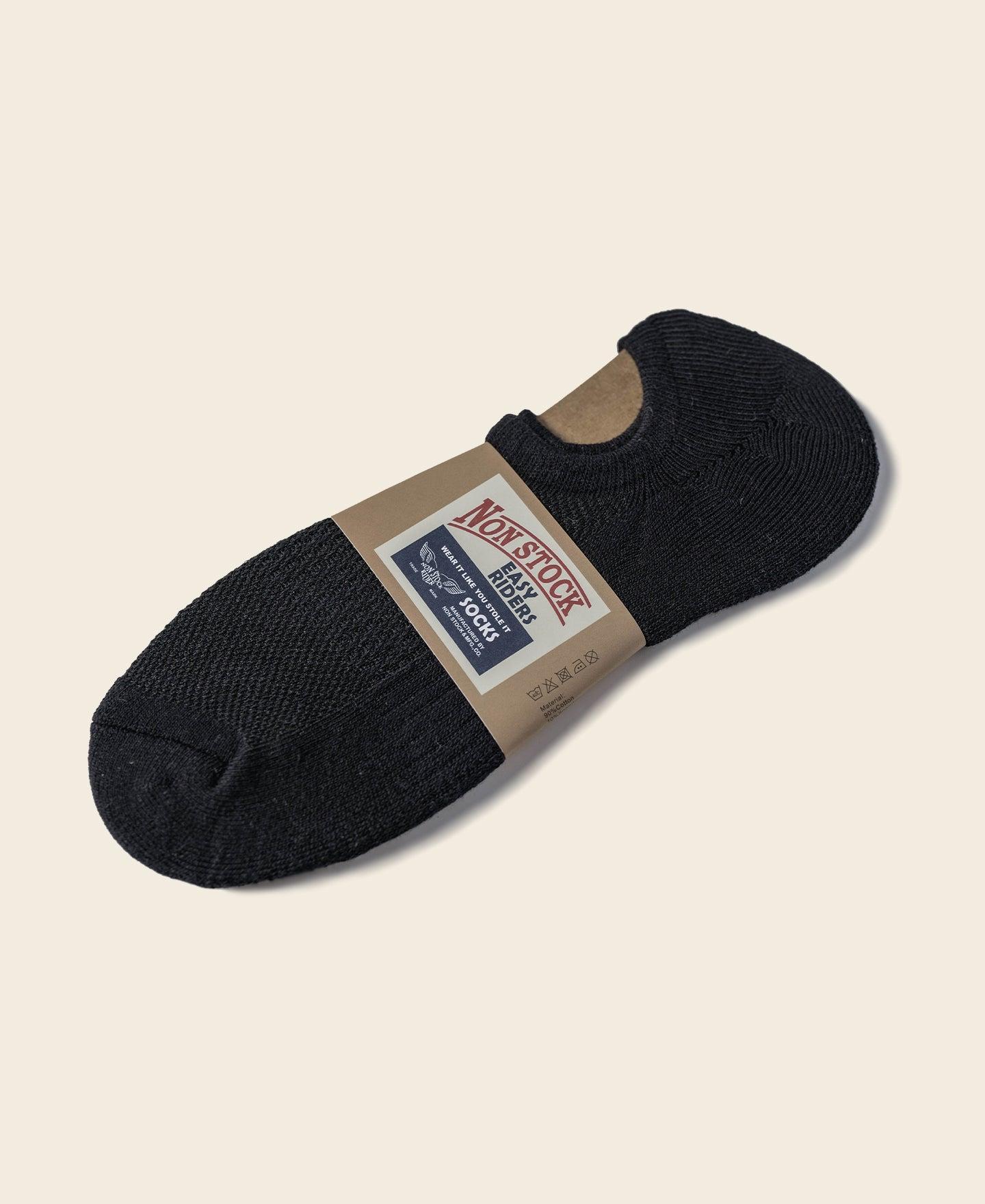 Colored Cotton No Show Socks - Black Product Image