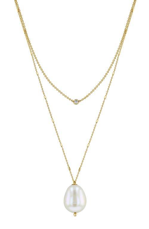 Zo Chicco Cultured Pearl & Diamond Double Chain Pendant Necklace Product Image