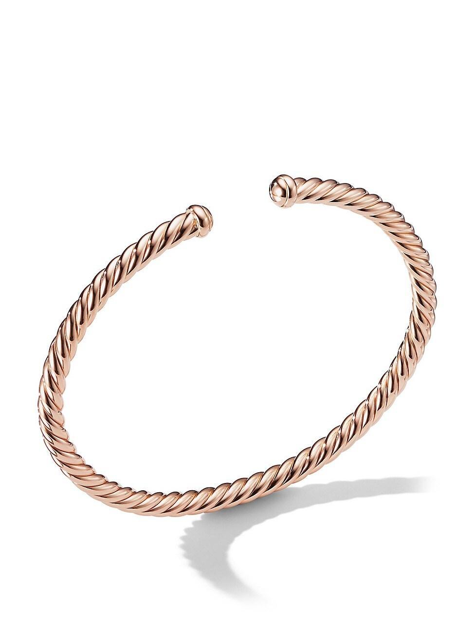 Womens Modern Cablespira Bracelet in 18K Rose Gold, 4MM Product Image