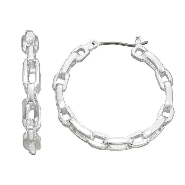 Nine West Chain Hoop Earrings, Womens, Silver Product Image