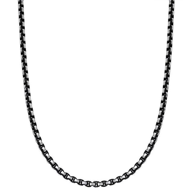 Mens LYNX Stainless Steel Box Chain Necklace Black Tone Product Image