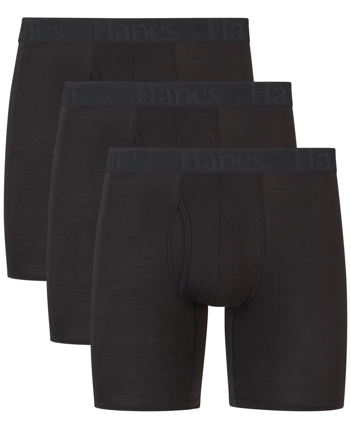 Hanes Originals Ultimate Mens SuperSoft Boxer Brief Underwear, Black, 3-Pack XL Product Image