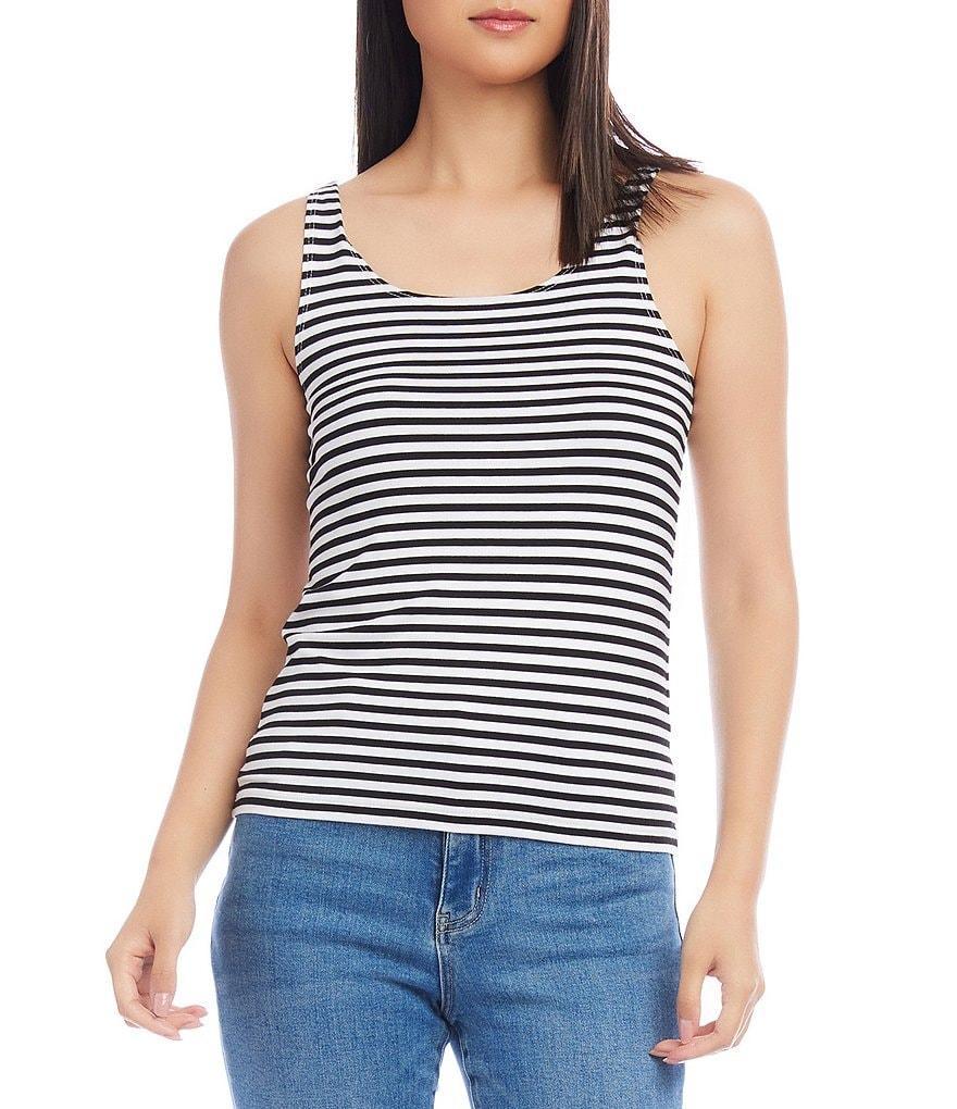 Karen Kane Stretch Knit Stripe Print Scoop Neck Sleeveless Tank product image