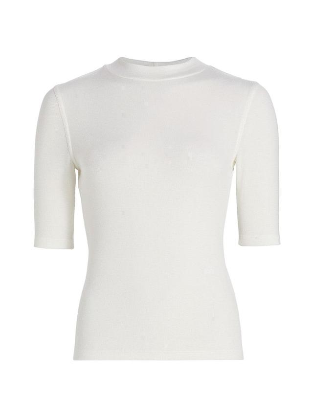 Womens Ribbed Mockneck T-Shirt Product Image