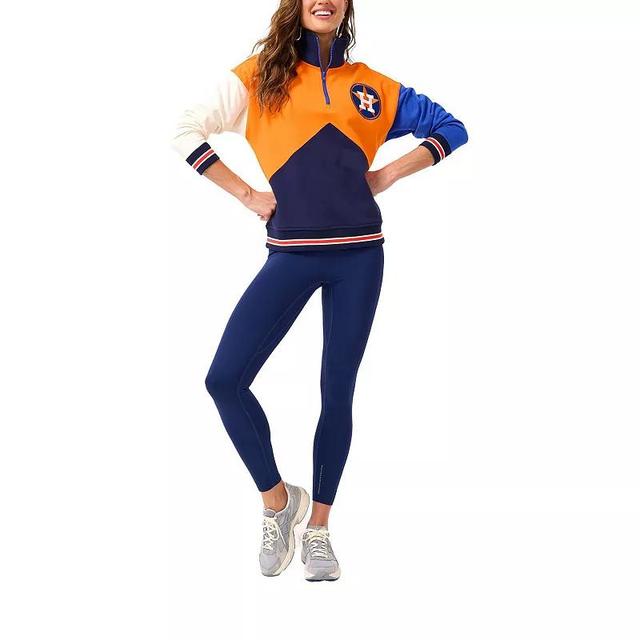 Womens Terez /Navy Houston Astros Classic Colorblock Quarter-Zip Sweatshirt Product Image