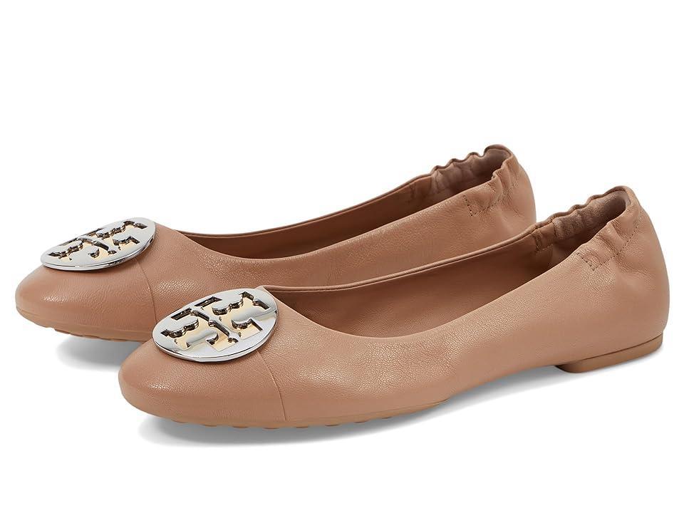 Tory Burch Claire Cap-Toe Ballet C-Wdith (Light Sand/Gold/Silver) Women's Shoes Product Image