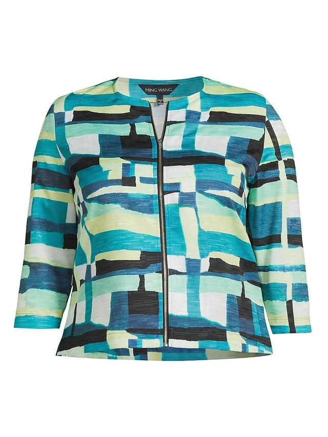 Womens Plus Abstract Woven Jacket Product Image