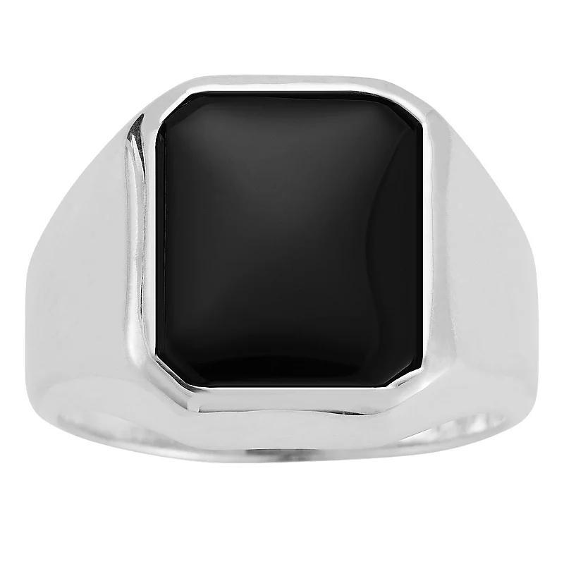 Mens Menster Sterling Silver Black Onyx Square Signet Ring Product Image