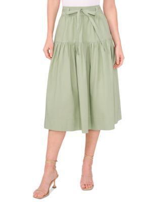 CeCe Womens Tie-Waist A-Line Midi Skirt Product Image