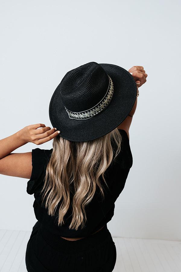 Bubbly On The Boat Raffia Hat In Black Product Image