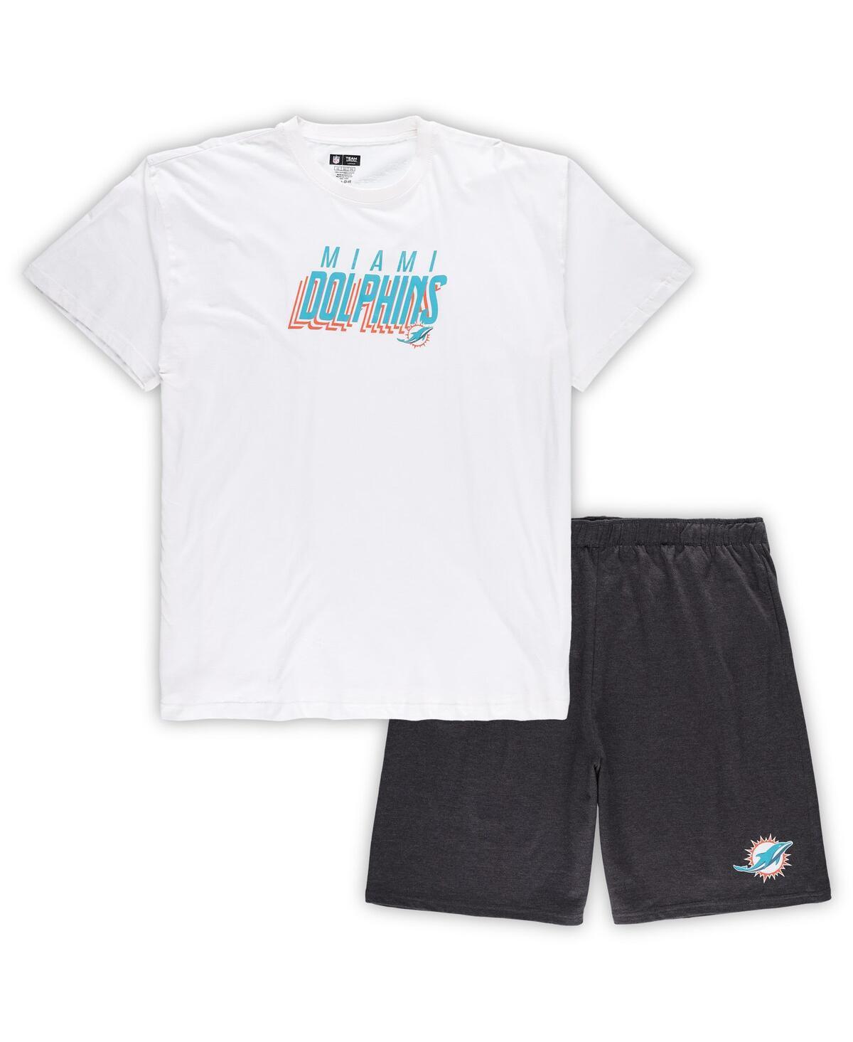 Mens Concepts Sport /Charcoal Miami Dolphins Big & Tall T-Shirt and Shorts Set Product Image