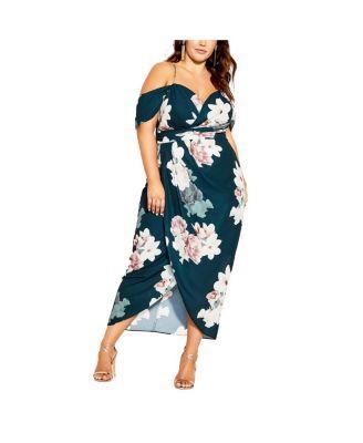 Plus Size Emerald Floral Maxi Dress Product Image