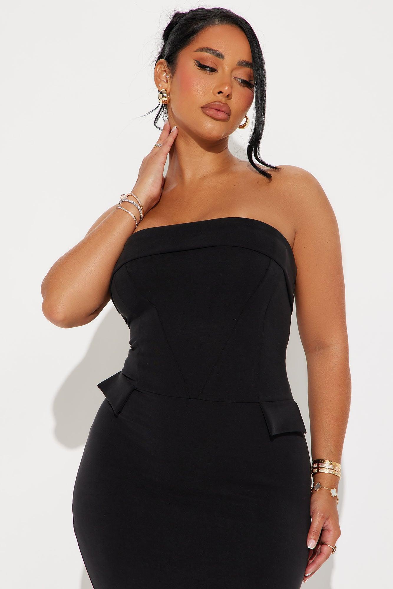 Courageous Woman Strapless Midi Dress - Black Product Image