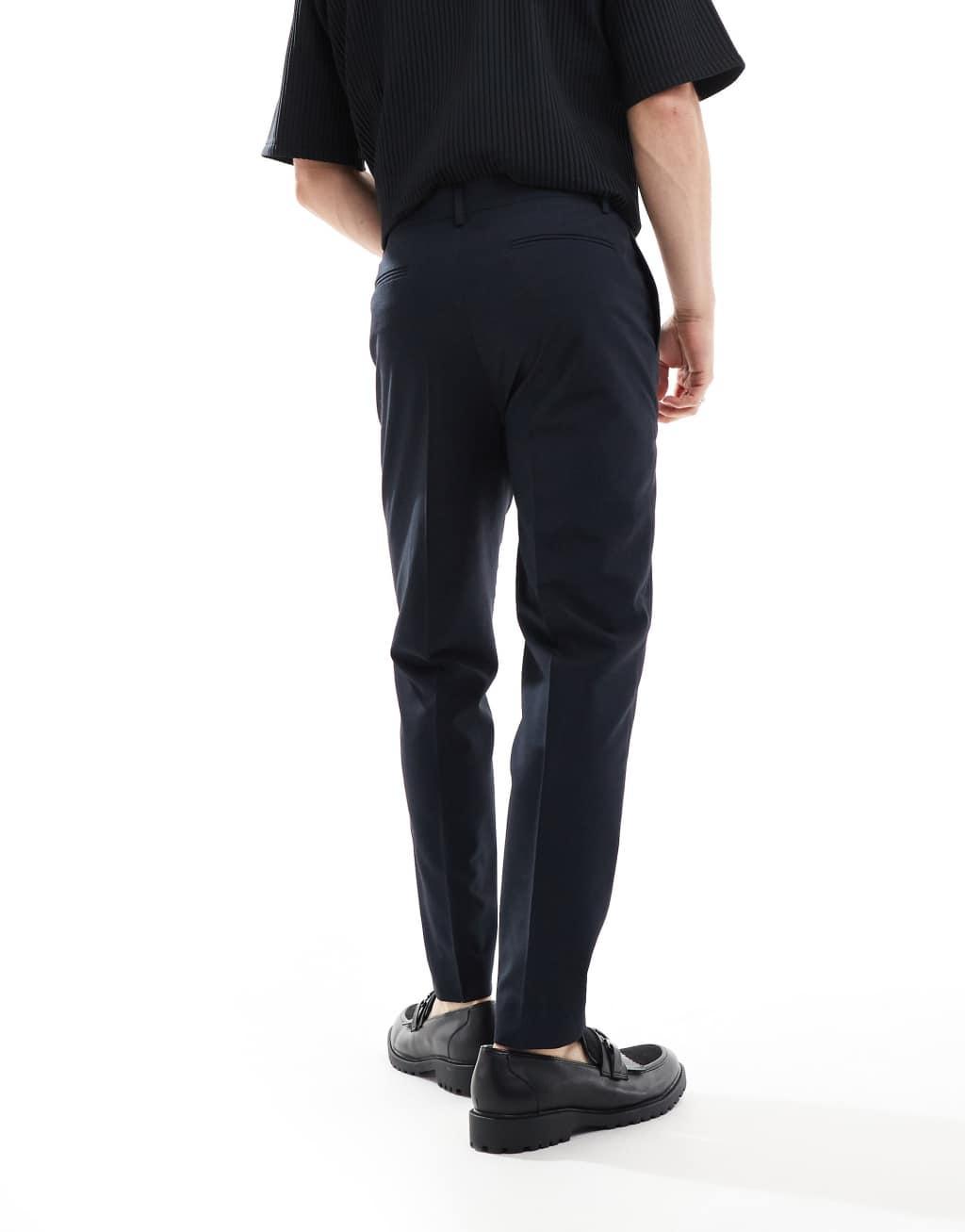 ASOS DESIGN dressy tapered fit pants in navy Product Image