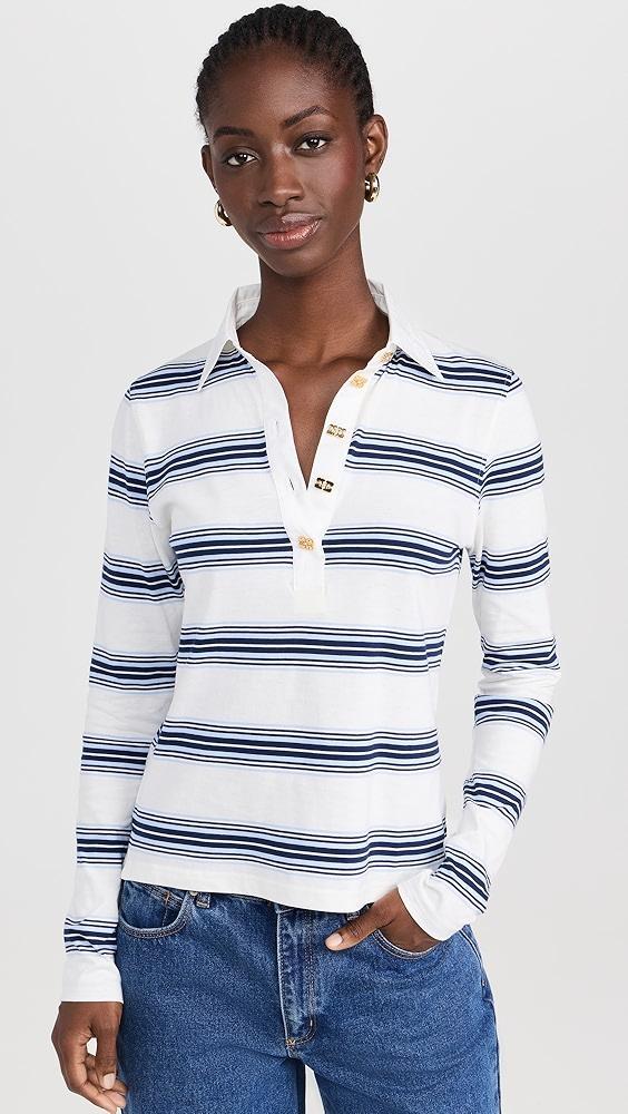 GANNI Thin Jersey Long Sleeve Polo Tee | Shopbop Product Image