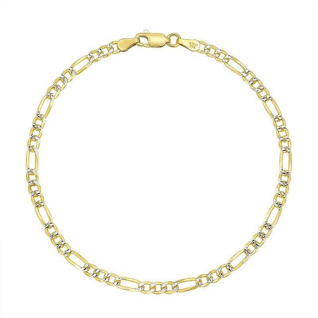 Two Tone Sterling Silver Figaro Chain Bracelet, Womens Multicolor Product Image