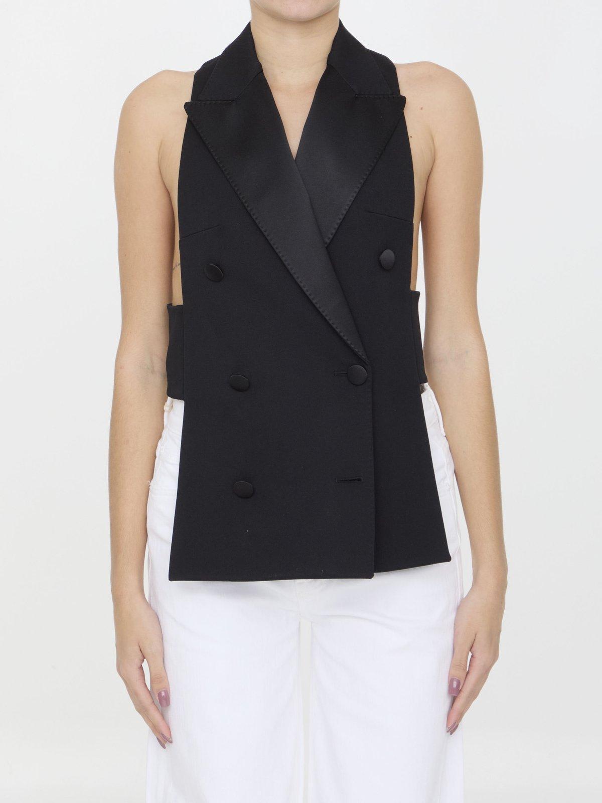 DOLCE & GABBANA Wool Gabardine Waistcoat In Black Product Image