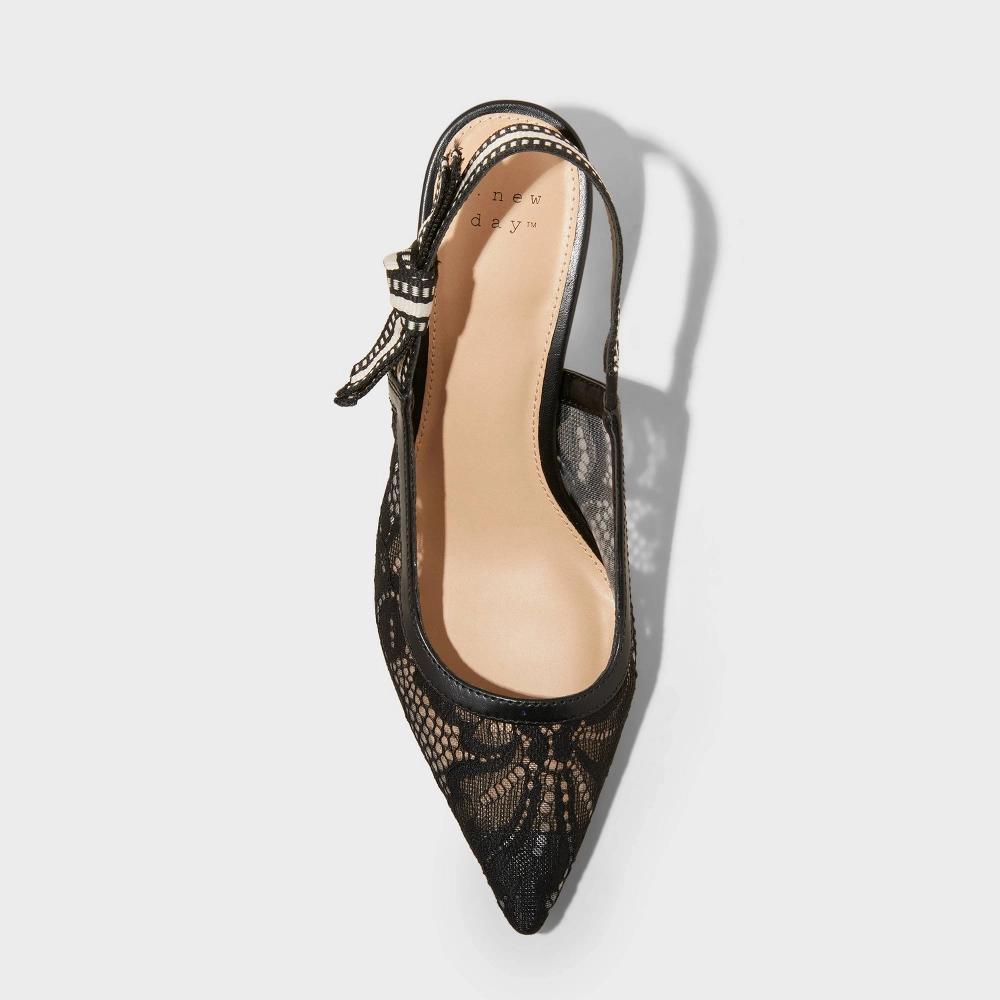 Womens Milan Slingback Kitten Pumps - A New Day Black 9.5 Product Image