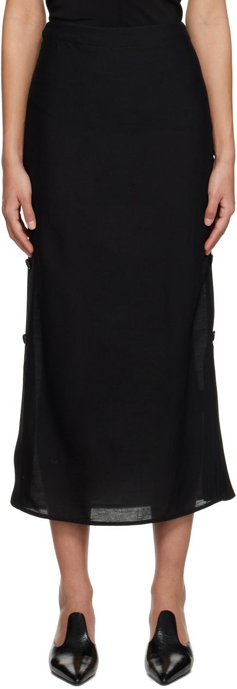 Black Button Maxi Skirt In 200 Black product image