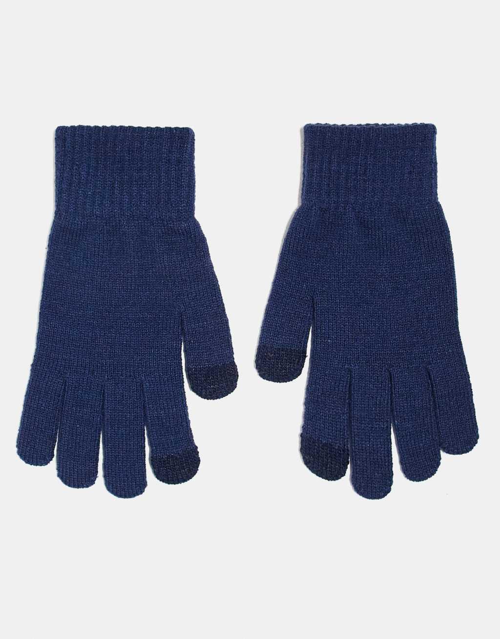 ASOS DESIGN touchscreen gloves in navy Product Image