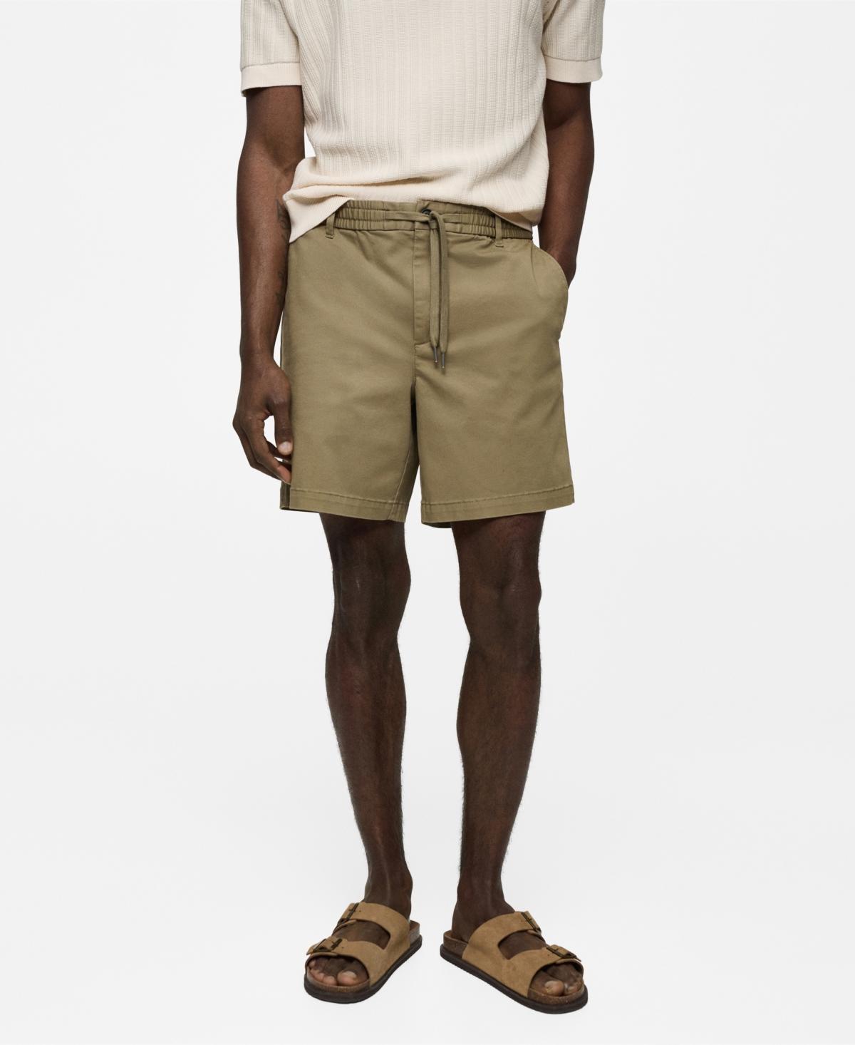 Mango Mens Drawstring Detail Cotton Shorts Product Image