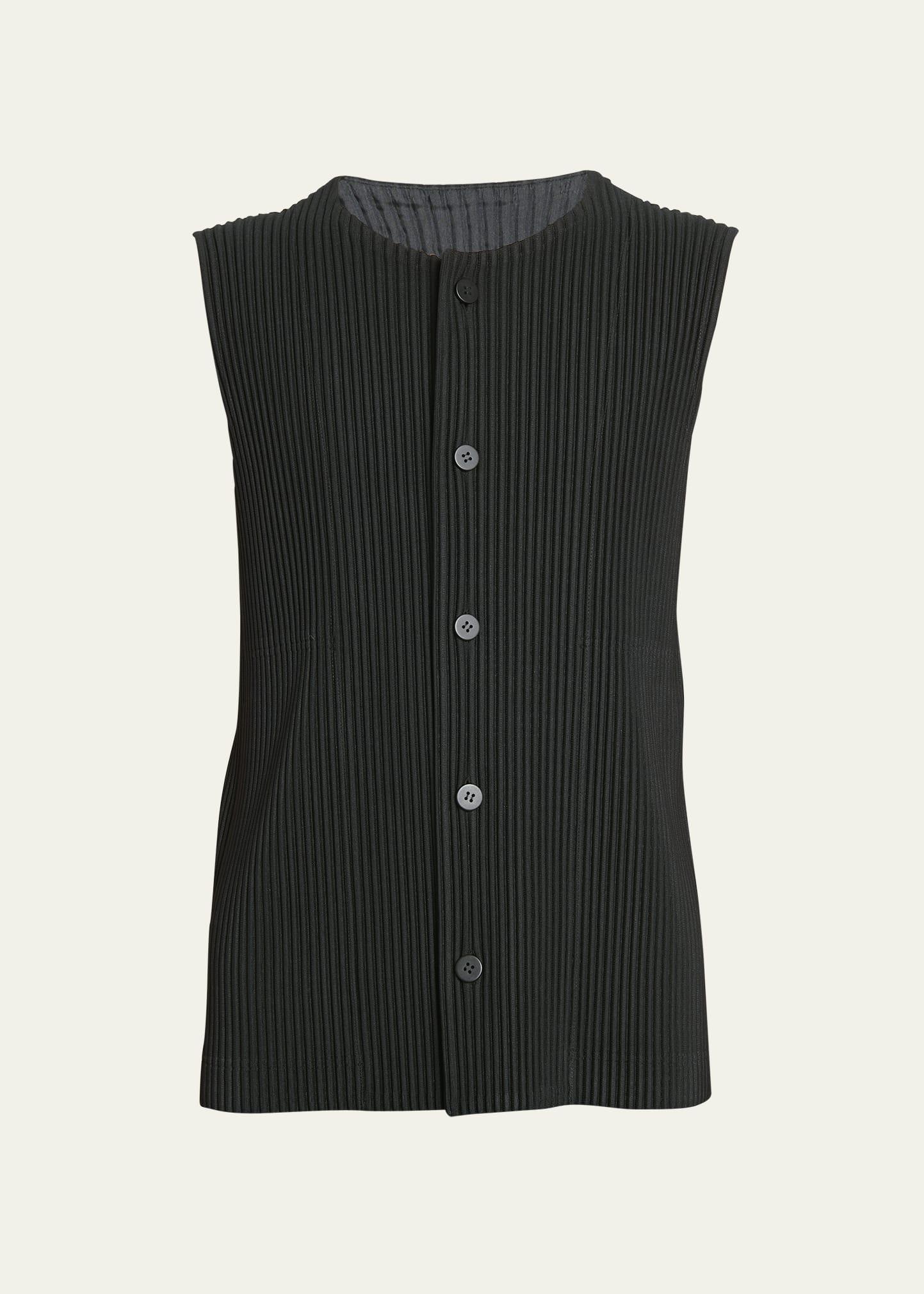 Mens Pleated Button-Front Vest Product Image