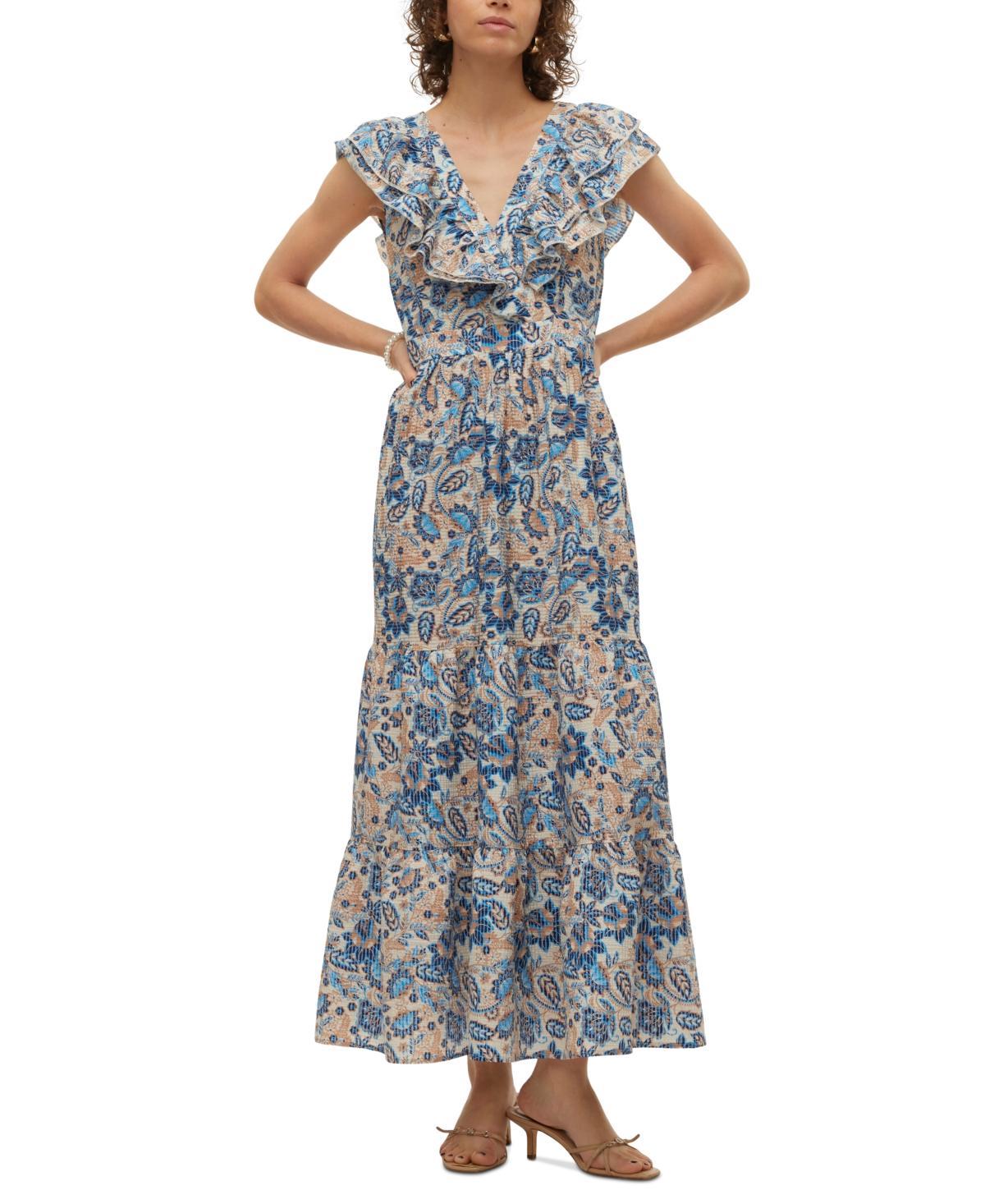 Vero Moda Womens Matilda Printed Layered-Sleeve Maxi Dress Product Image