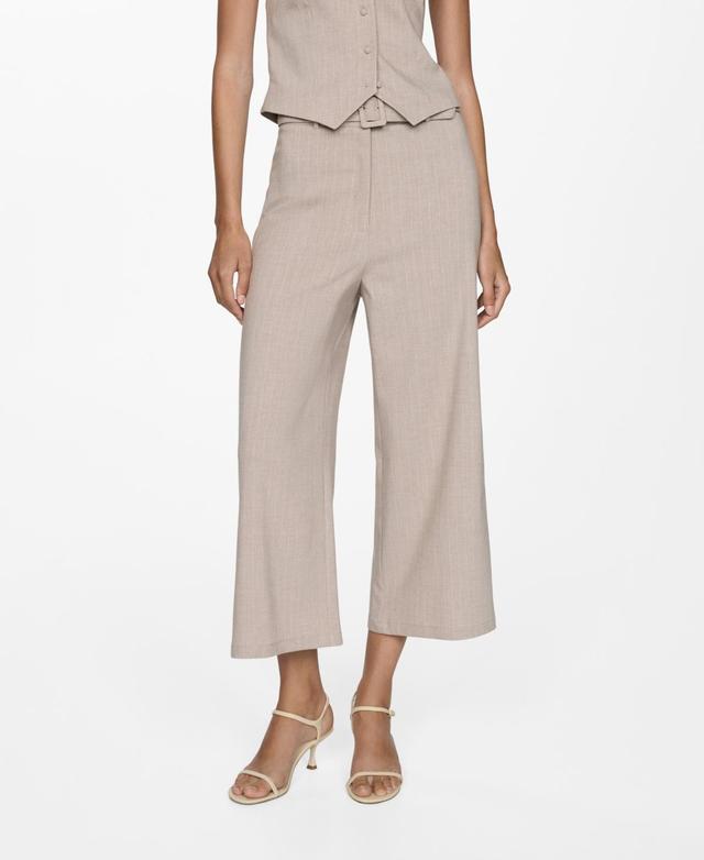 Mango Womens Chalk-Stripe Straight Trousers Product Image