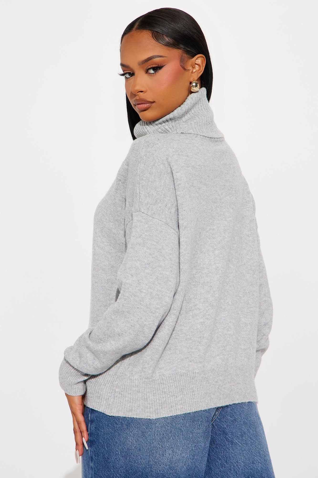 Snow Day Turtleneck Sweater - Grey Product Image