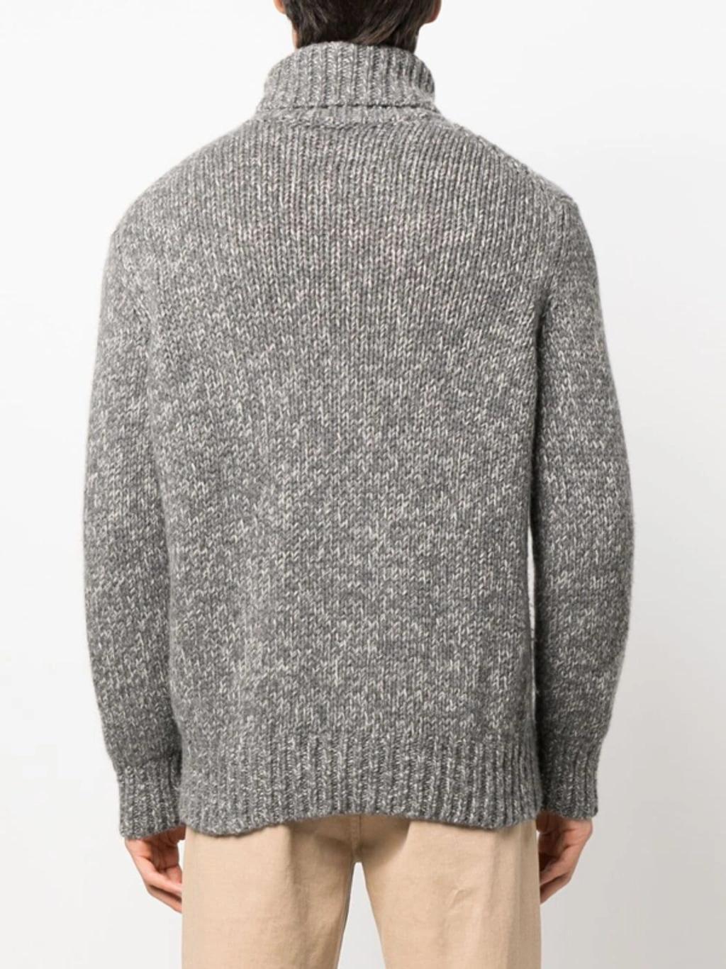 Braided Turtle Neck Sweater In Grey Product Image