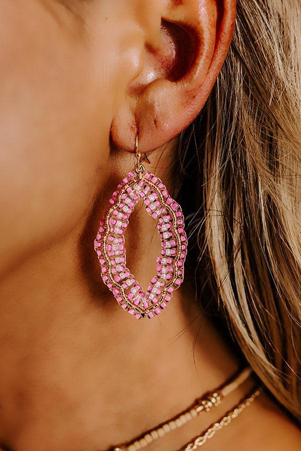 Show Stopper Beaded Earrings in Pink Product Image