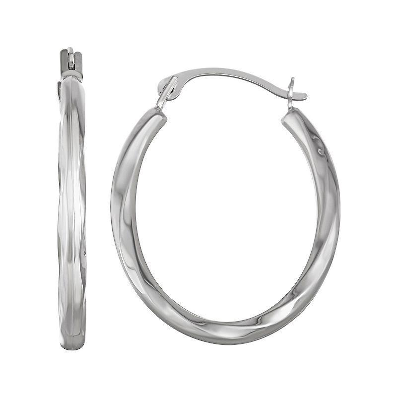 Taylor Grace 10k White Gold Twist Hoop Earrings, Womens Product Image