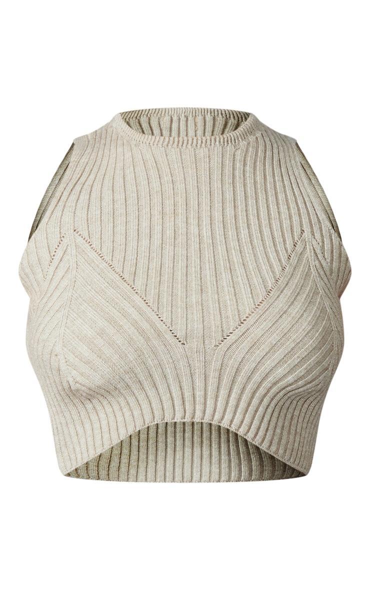 Petite Oatmeal Knitted Crop Top Product Image