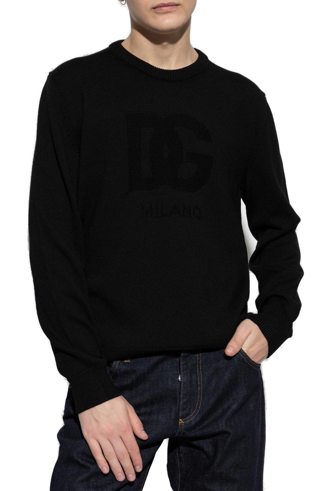 Dg Logo Detailed Crewneck Jumper In Black Product Image