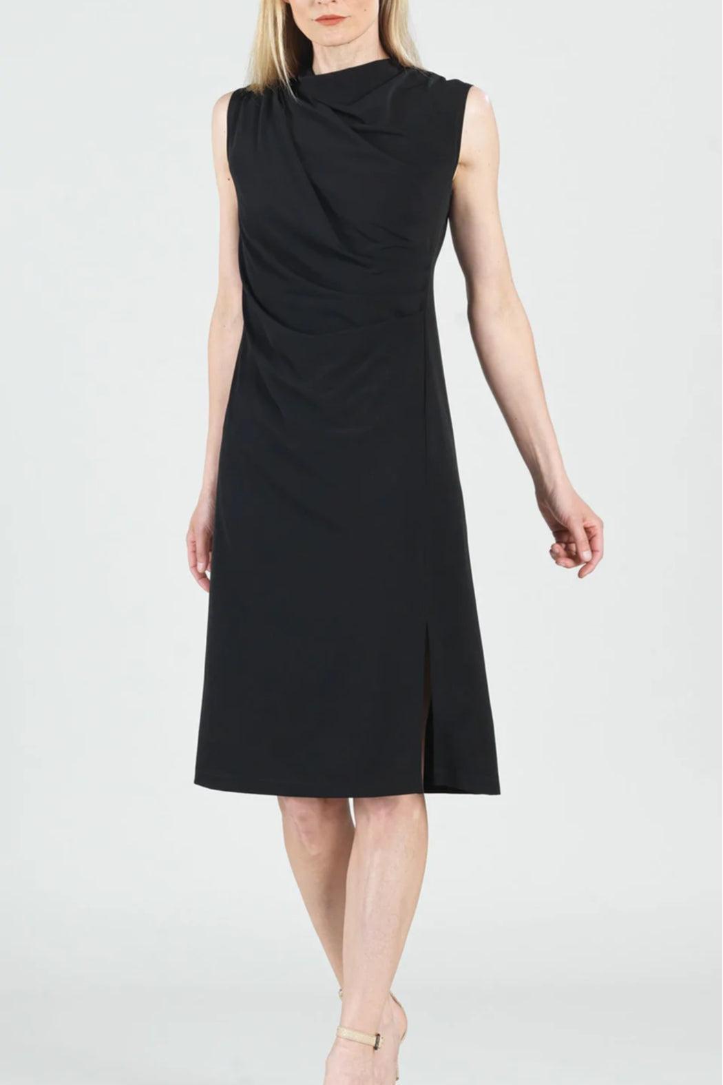 Solid-Sleeveless Ruched-Soft-knit Midi-Dress Female Product Image