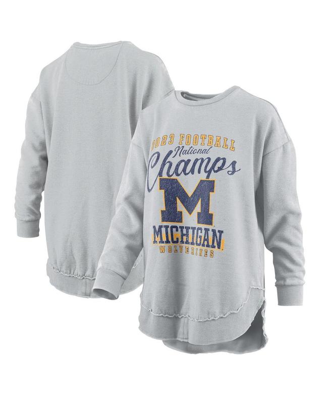 Womens Pressbox Gray Michigan Wolverines College Football Playoff 2023 National Champions Poncho Pullover Sweatshirt Product Image