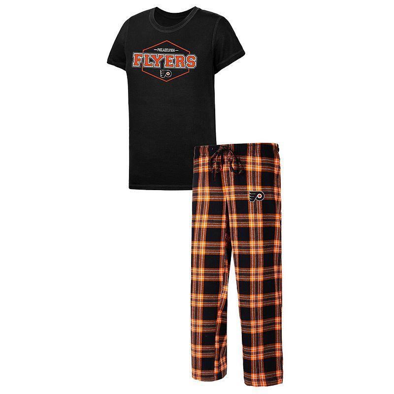 Womens Concepts Sport Black/Orange Philadelphia Flyers Badge T-Shirt & Pants Sleep Set Product Image