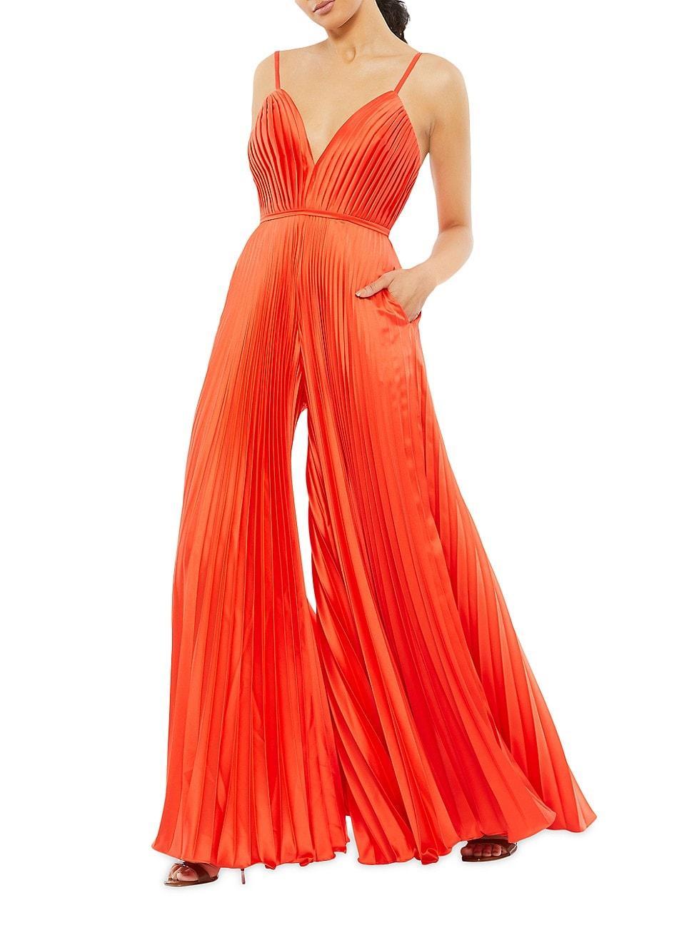 Womens Ieena Pleated Satin Wide-Leg Jumpsuit Product Image