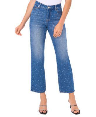 Women's Embellished Wide-Leg Jeans Product Image