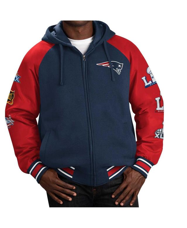 Mens G-iii Sports by Carl Banks Navy New England Patriots Defender Raglan Full-Zip Hoodie Varsity Jacket Product Image