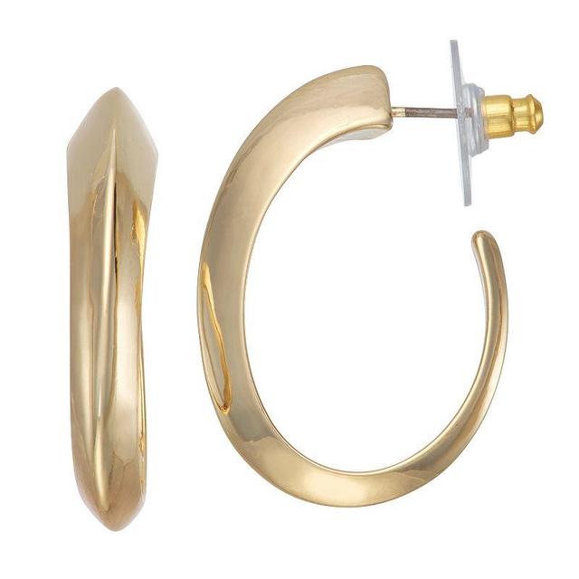 Nine West Gold Tone Curved Beveled Hoop Earrings, Womens Product Image