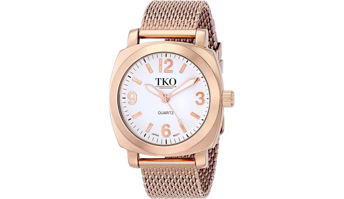 Tko Womens Rose Gold Milano Boyfriend Watch with Rose Gold Mesh Bracelet - Gold Product Image