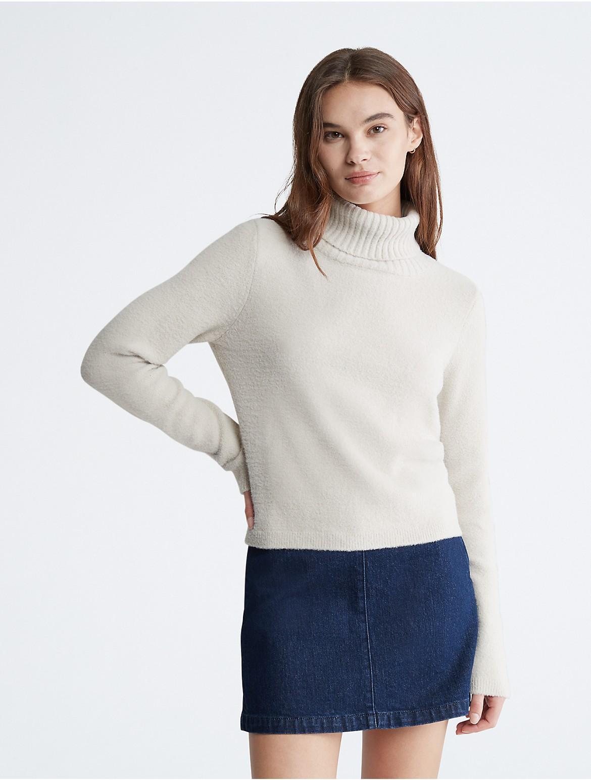 Calvin Klein Women's Plush Turtleneck Sweater - Black - M Product Image