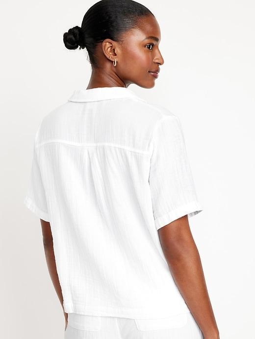 Crinkle Gauze Button-Down Top Product Image