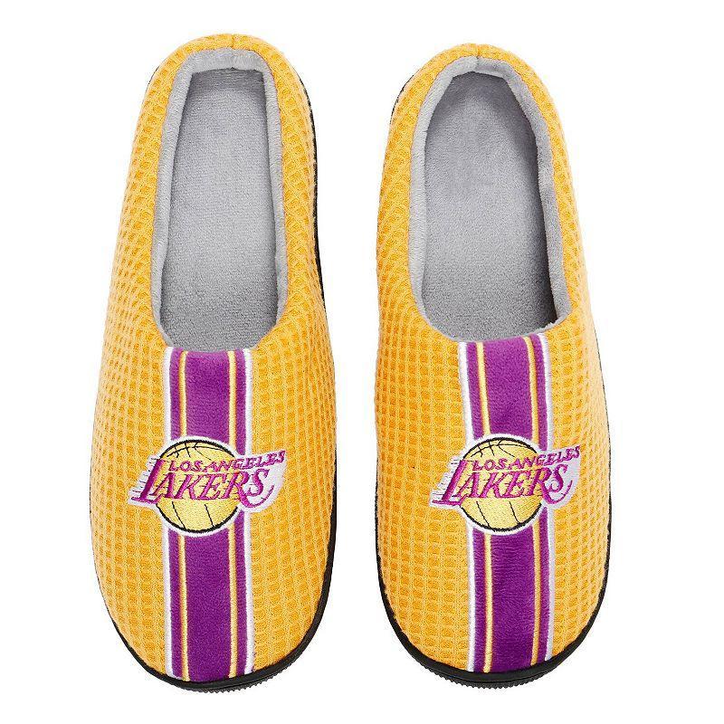 Mens FOCO Los Angeles Lakers Team Stripe Memory Foam Slide Slippers Product Image