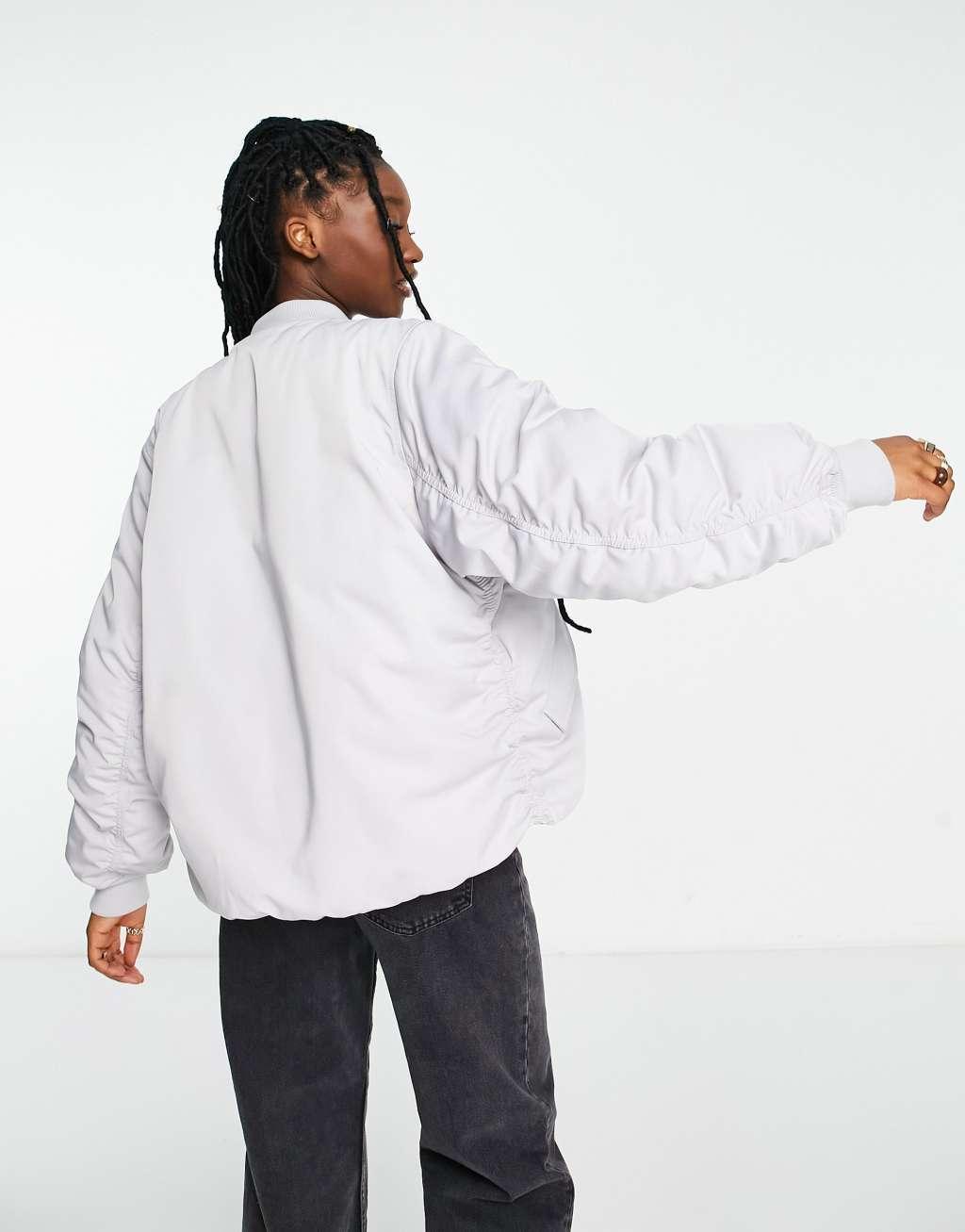 Weekday Destiny bomber jacket in light gray Product Image